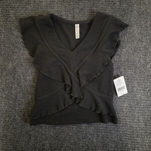 Fairy Black Ruffled Women's Top NWT Size S